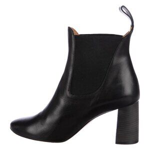 Black CHLOÉ Leather Round-Toe Ankle Boots